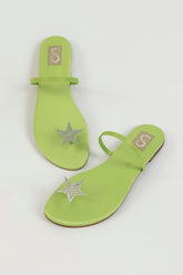 Lime Star Toe Ring Flats